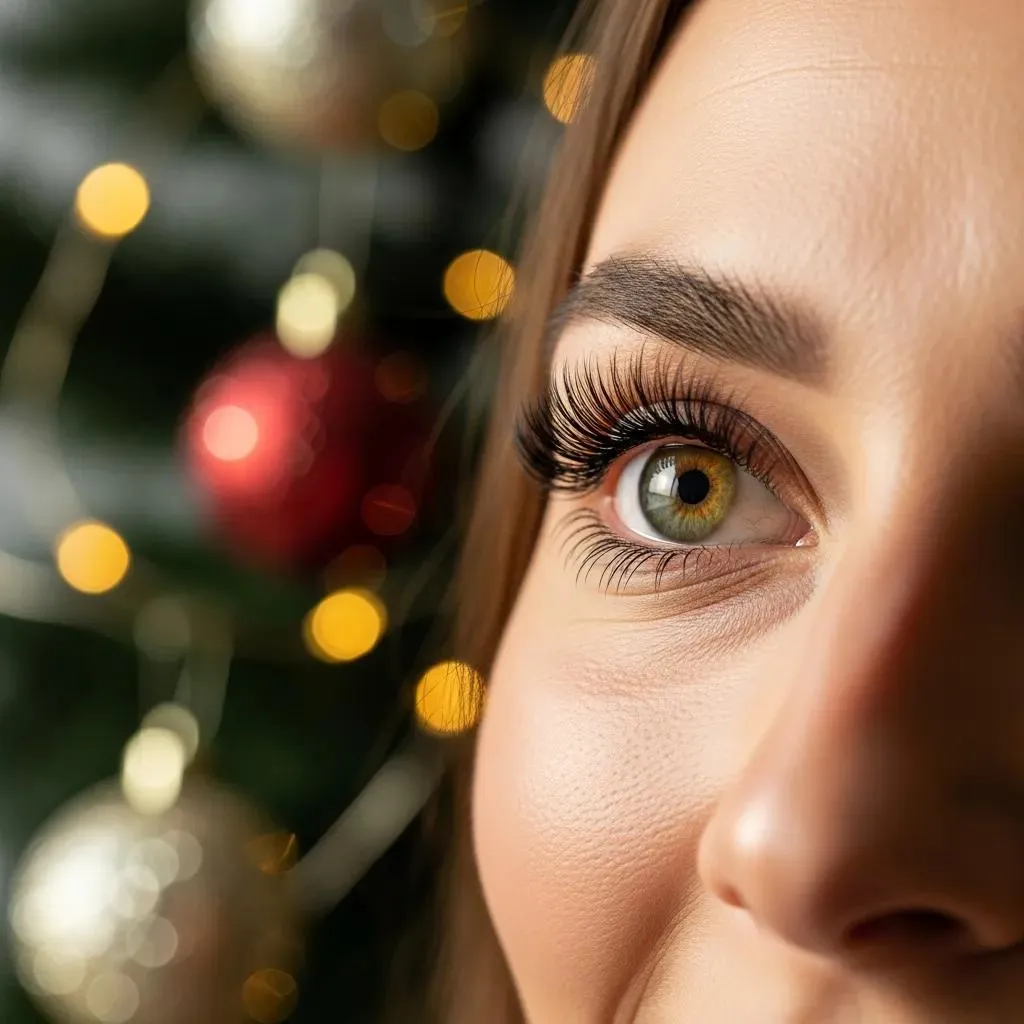 Lash technician applying hybrid lashes to a client in a modern salon, demonstrating the customization process
